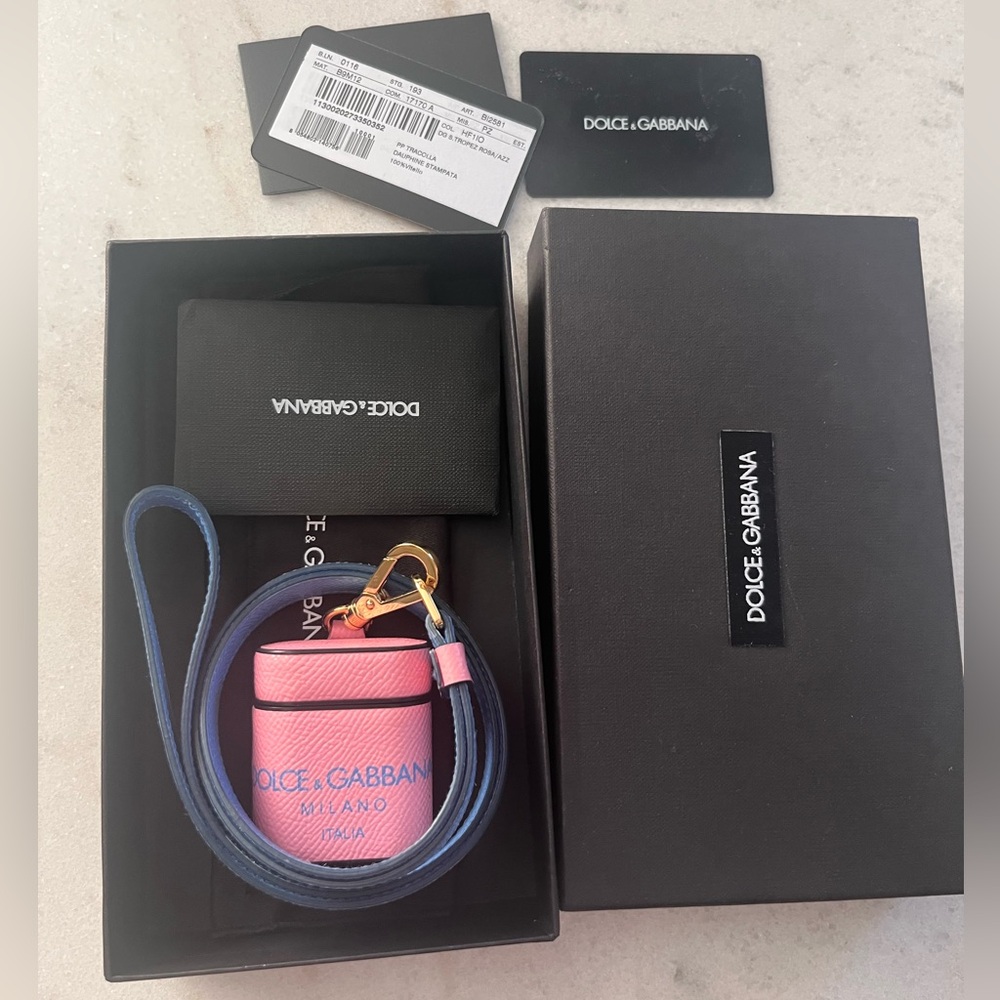 Dolce & Gabbana Pink and Blue Leather AirPods case